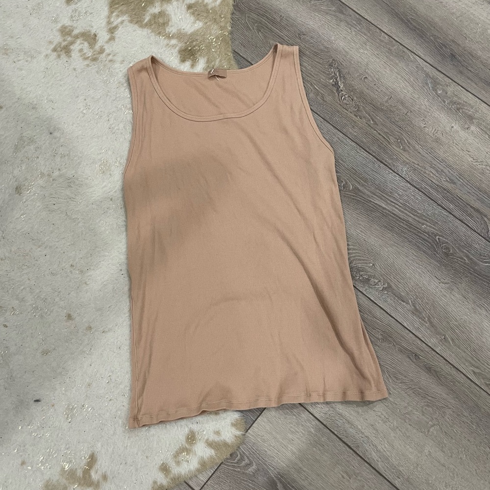 Skims tan ribbed cotton tank top